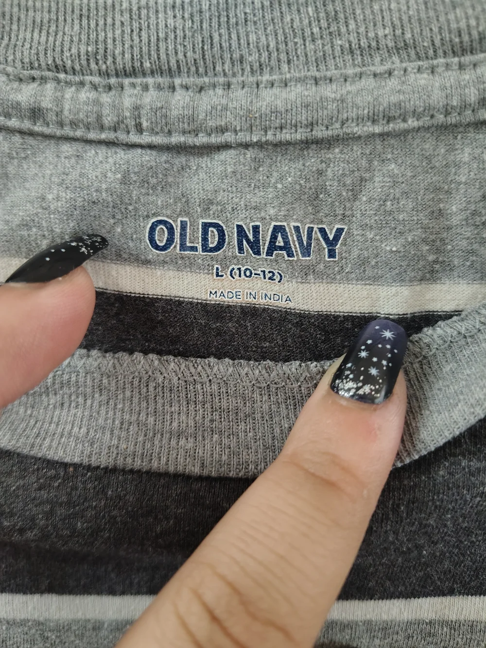 Old Navy Kids Long Sleeve Tee in Gray and Light Gray Stripes